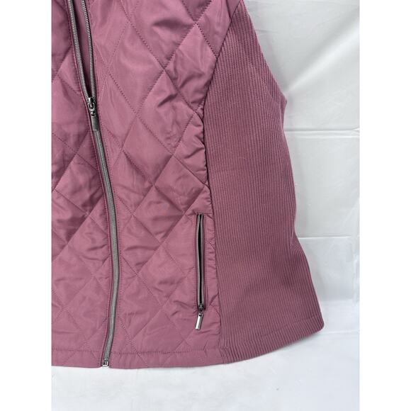 CJ Banks Vest Womens Plus Size 1X Blush Quilted Zip Pockets Stretch Puffer - Picture 3 of 4
